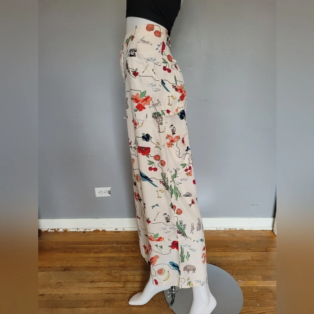 Tory Burch Silk Printed Wide Leg Pants, VGUC, Size 8